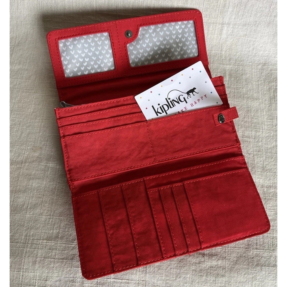 Kipling Money Land Snap Wallet, RFID Red Rouge - NWOT - Picture 4 of 9